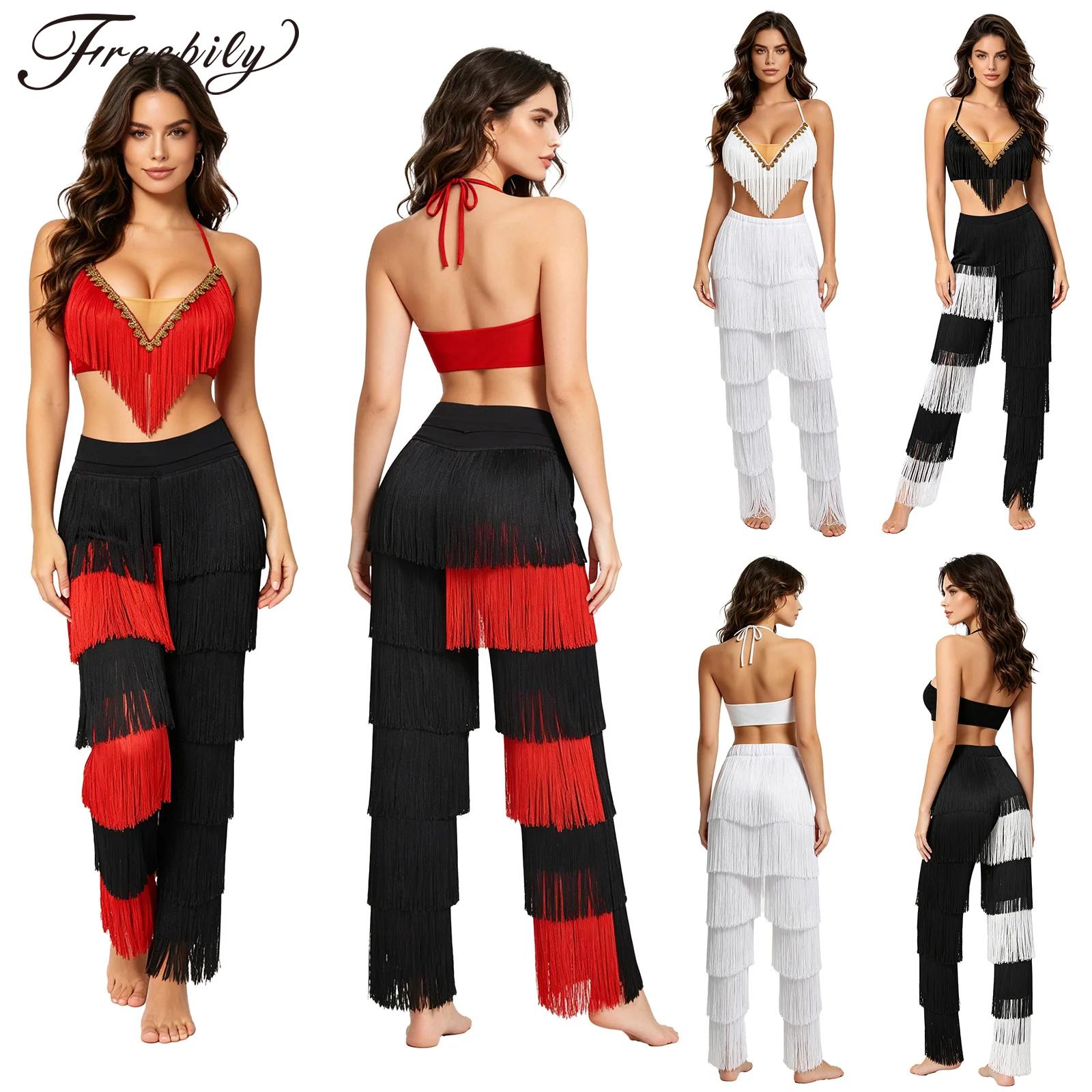 Women 2pcs Tassel Latin Dance  - Lace Bralette Set recension och pris