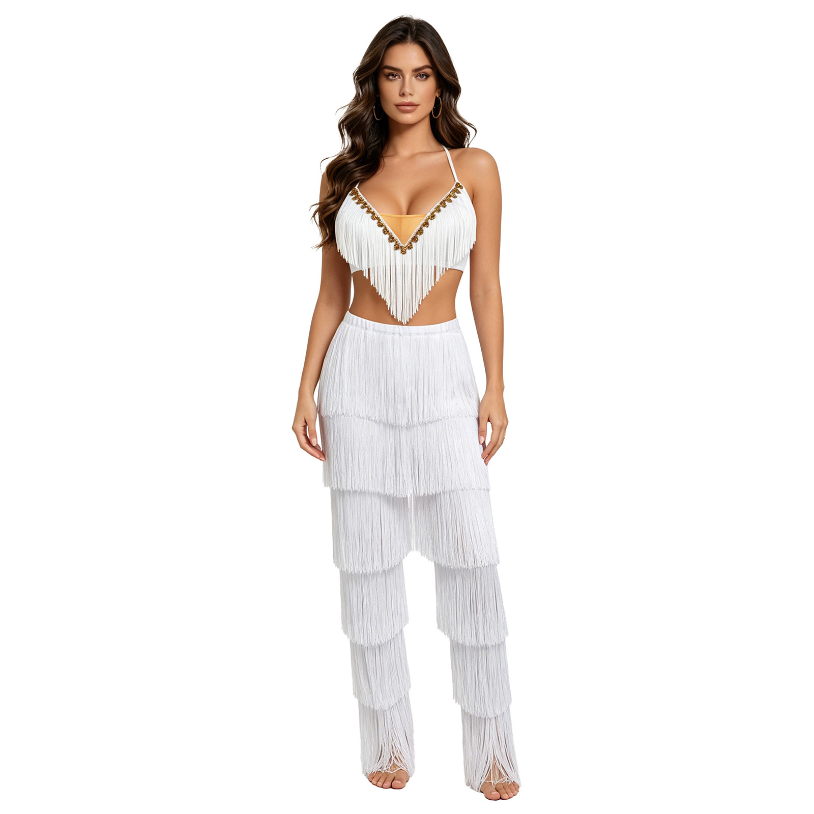 Women 2pcs Tassel Latin Dance  - Lace Bralette Set recension och pris