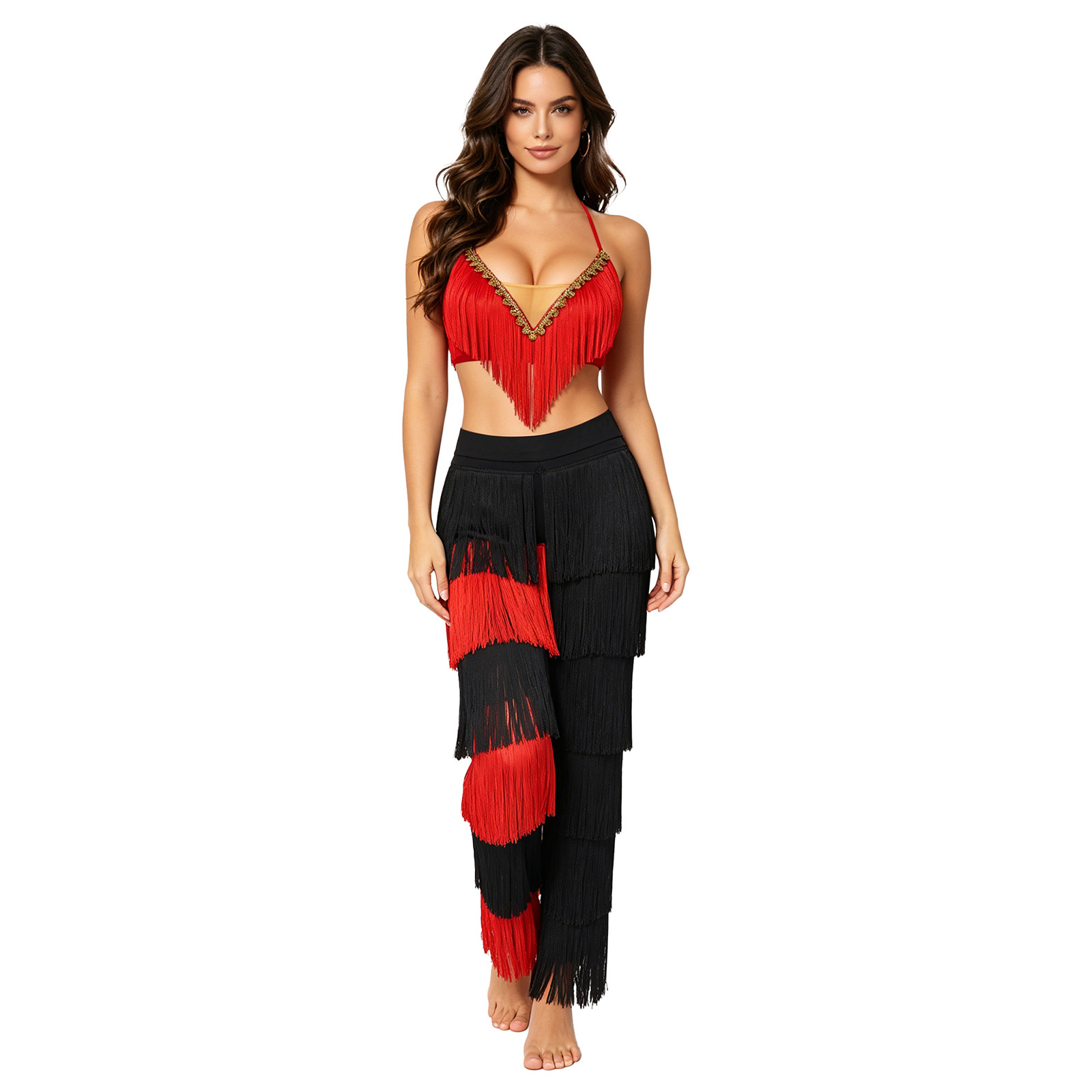 Women 2pcs Tassel Latin Dance  - Lace Bralette Set recension och pris